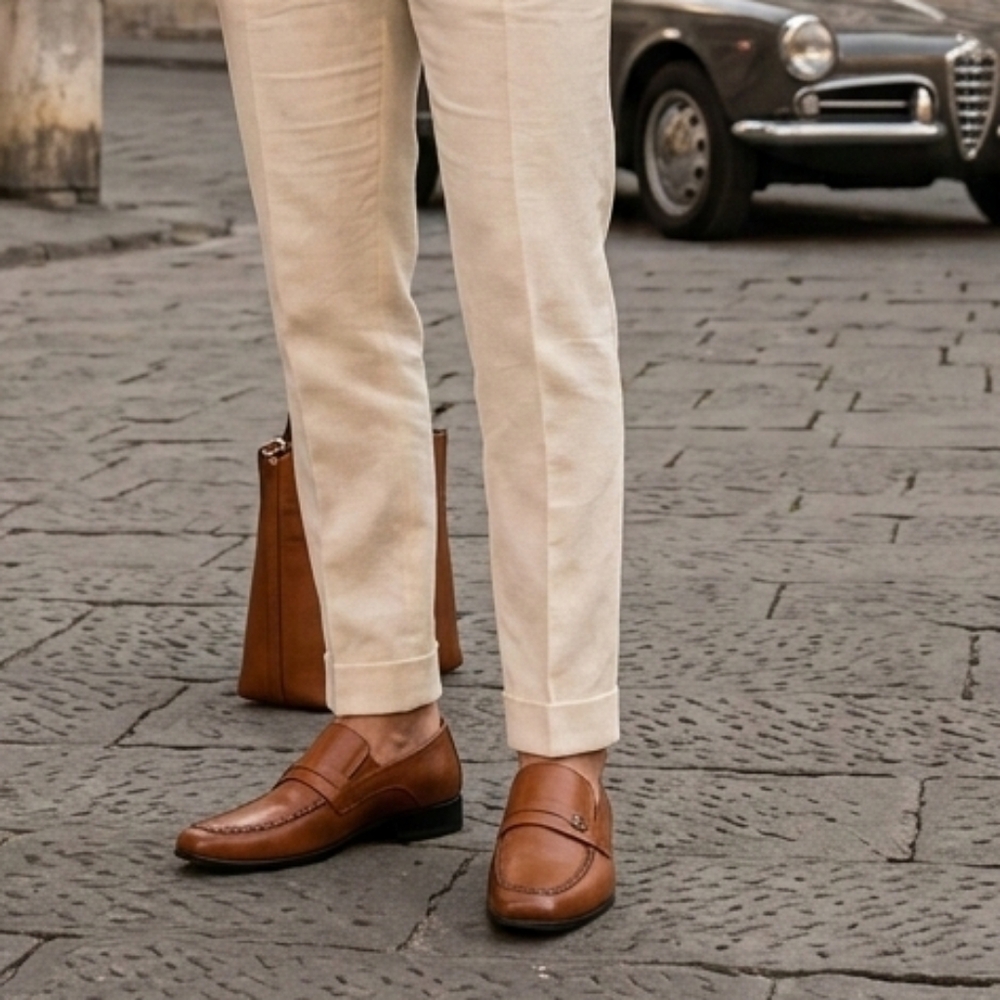 Cognac Turkish Metin Kundura Leather Dress Shoes Heeled Point Square Toe